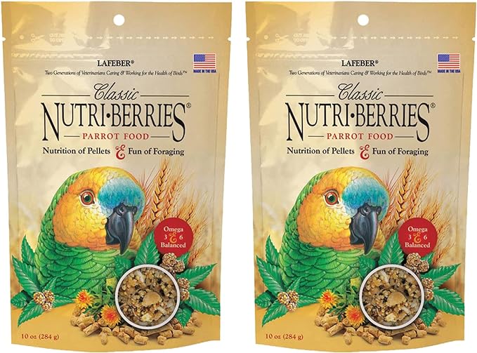 LAFEBER'S Classic Nutri-Berries Pet Bird Food, Made with Non-GMO and Human-Grade Ingredients, for Parrots (10 oz Pack of 2)