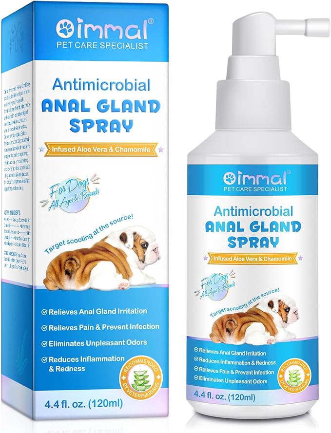 Anal Gland Spray for Dogs, Dog Anal Gland Spray with Aloe Vera & Chamomile Supports Pain Relief, Stop Scooting, Reduce Tough Odors & Soothes Itching - Dog Supplies Anal Gland Support Spray - 4.4 Fl Oz