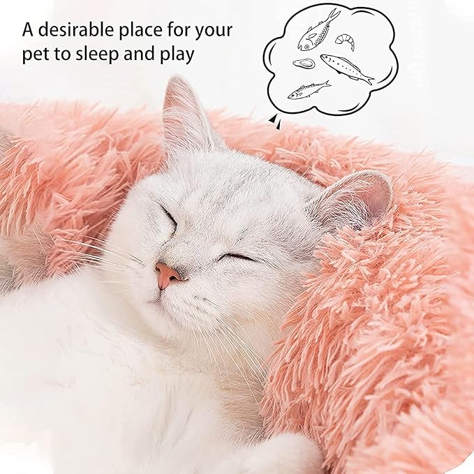 Cat Beds for Indoor Cats - Cat Bed Washable 20/24 inches, Dog Beds for Small Medium Dogs, Anti Anxiety Round Fluffy Plush Faux Fur Cat Bed,Thick Bottom Keep Pets Off The Cold Tile