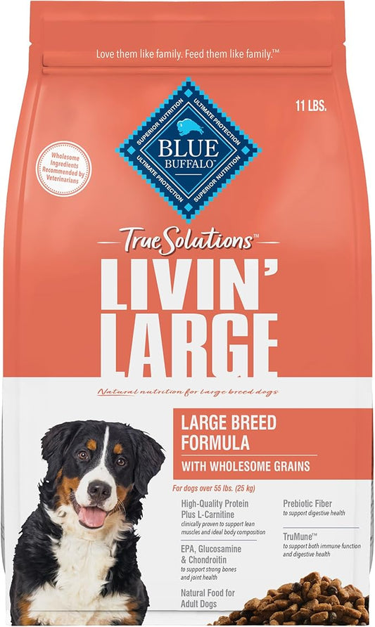 Blue Buffalo True Solutions Livin' Large Natural Dry Food for Adult Large Breed Dogs, Chicken, 11-lb. Bag