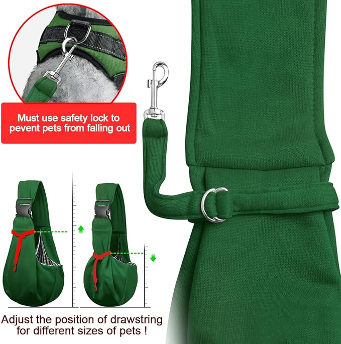 Tomkas Dog Sling Carrier for Small Dogs Puppy Carrier for Small Dogs (Emerald Green, Adjustable Strap & Zipper Pocket)