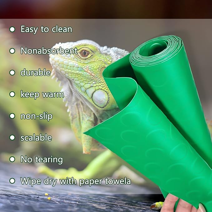 Bearded Dragon Tank Accessories, Reptile Terrarium Carpet Soft Thickening Substrate for Snake, Tortoise, Leopard Gecko, Lizard, Iguana, Non-Adhesive Reptile Habitat Bedding