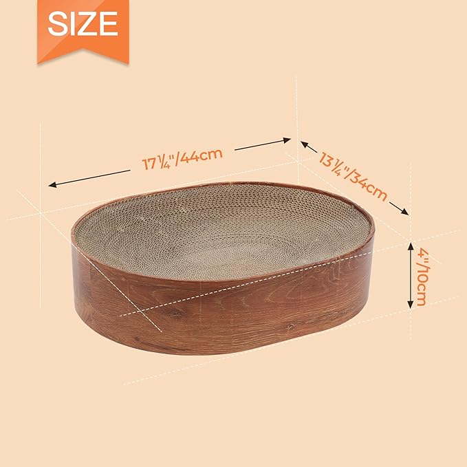 ComSaf Cat Scratching Board, Corrugated Cardboard Cat Scratcher Bed Lounge Durable Long Lasting, Cat Scratch Pad for Indoor Cats Protecting Furniture, 17 Inch x13 Inch (Oval)