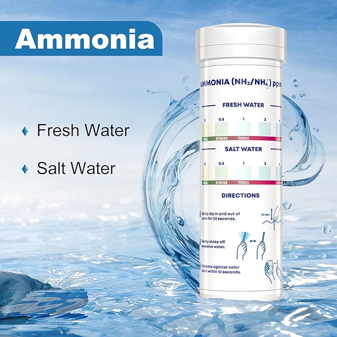 DIP & GO Aquarium Test Strips. Aquarium Water Test Kit and Ammonia Test Kit for Aquarium. Range-Guided and Easy-to-Read, Color Corrected Results. Aquarium Test. (Ammonia & 6-in-1 Combo)