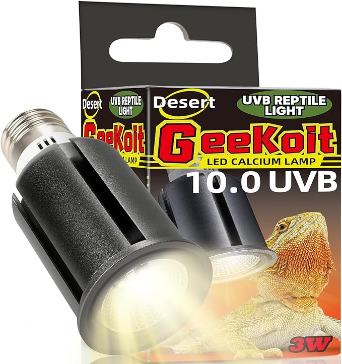 Premium UVB Reptile Light Full Spectrum for Optimal Calcium Metabolism,Desert 10.0 Bulb 3W UVA UVB Ideal for Desert-Dwelling Reptiles Bearded Dragons Tortoises