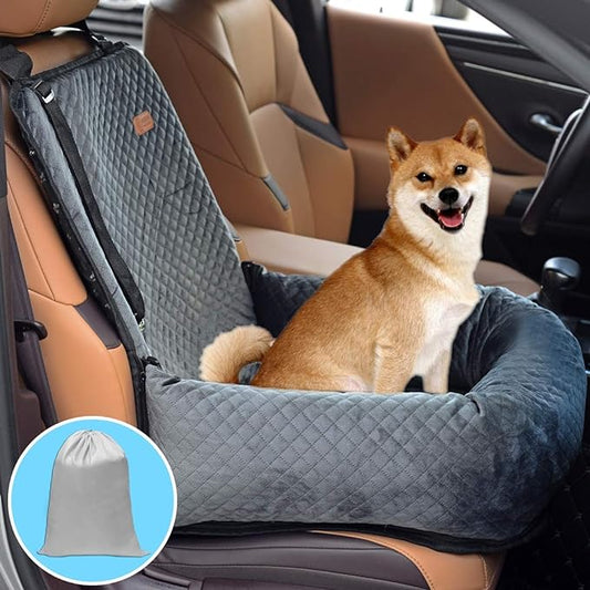 Dog Car Seat Pet Booster Seat Pet Travel Safety Car Seat,The Dog seat Made is Safe and Comfortable,and can be Disassembled for Easy Cleaning (Gray)