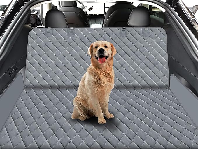 Dog Back Seat Cover Protector for Cars SUV and Trucks with Mesh Window, Scratchproof Nonslip and Waterproof Material(Grey)