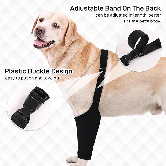 Dog Recovery Suit for Front Legs, Dog Recovery Sleeves After Surgery with Elastic Band, Soft Protective Elbow Braces for Medium Large Dogs, Cone Collar Alternative to Stop Licking Leg Wounds,Black,3XL