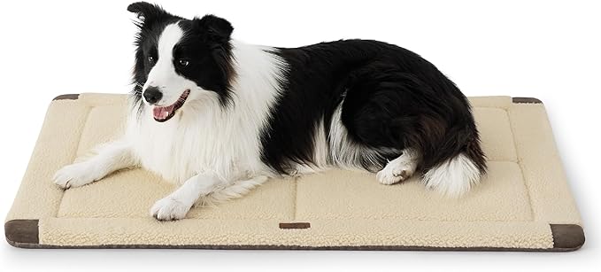 Bedsure Washable Dog Crate Bed for Large Dogs, Reversible Foam Floor Dog Mat, Lightweight Travel Flat Pet Beds for Indoor & Outdoor Dogs (41" x 28", Beige)