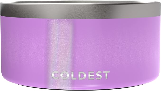 Coldest Dog Bowl, Anti Rust Metal & Non Slip Dog Bowls Large, Spill Proof Heavy Duty 3 Layers Insulated Dog Bowl, Food & Water Bowl for Dogs, Cats, Dishwasher Safe (200 oz, Saturns Purple Glitter)