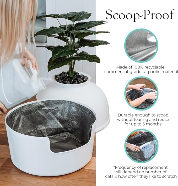 Reusable Litter Box Liners by Bundle & Bliss, 3-Pack - Easy to Clean, Non-Slip Litter Liners For Secret Litter Box - Durable Design, Waterproof, Scoop & Scratch-Resistant, Leak Proof, Machine-Washable