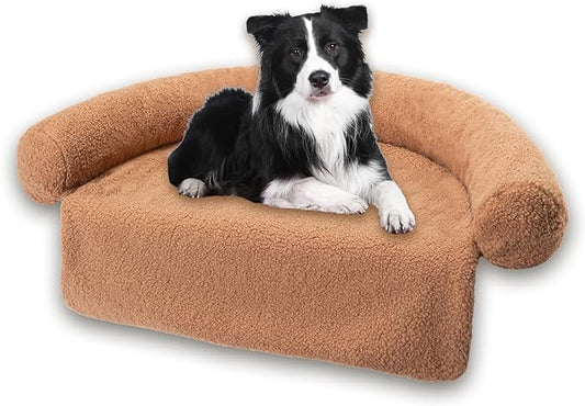 Dogs/Cats Bed Mats, Couch Cover for Dogs, Sofa Style Luxurious Mat for Pets, Waterproof Lining and Nonskid Bottom Perfect on Dog Crate, Cat Cage or in The Car. (Brown Granular, XL)