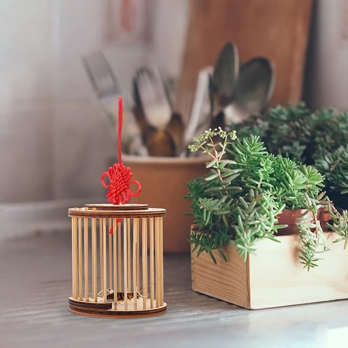 Wooden House Circular Grasshopper Cage Habitat Cricket Box Critter Breeding Cages Hanging Insert Cage for Grasshopper Crickets Small Pets