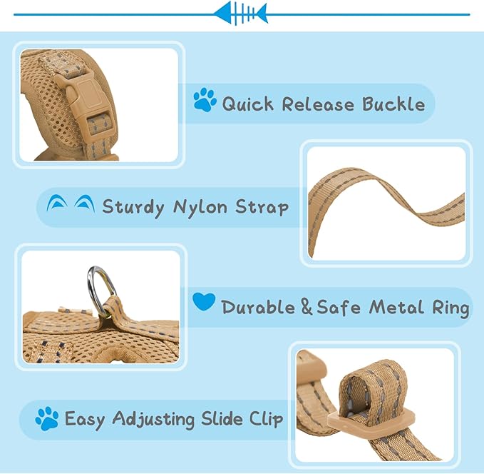 Supet Cat Harness and Leash Set for Small to Large Cats Adjustable Cat Vest Harness with Reflective Trim Universal Cat Leash and Harness for Cats/Puppies Outdoor Walking