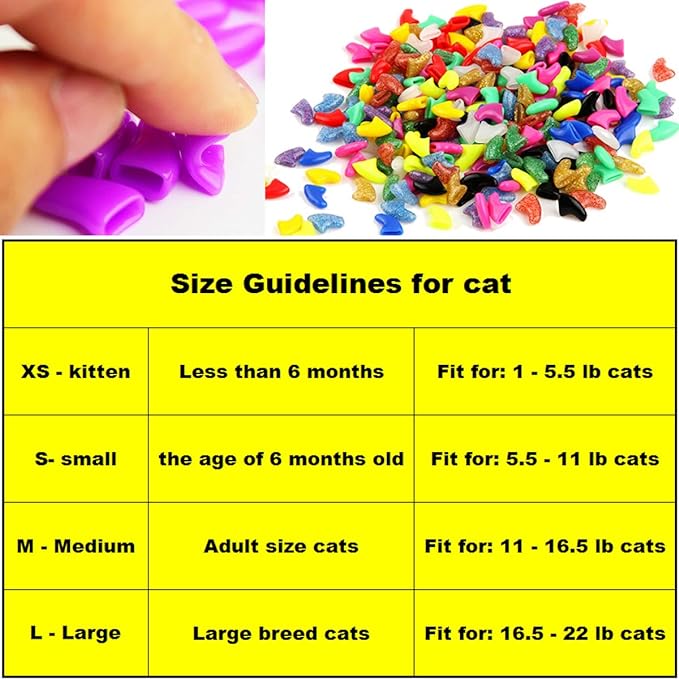 140pcs (14 Colors) Cat Nail Caps, Cat Claw Covers Cat Nail Covers with Adhesives and Applicators (Extra Small)