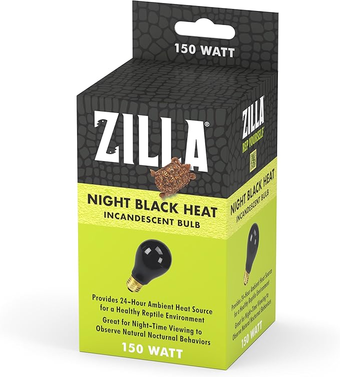 Zilla Reptile Terrarium Incandescent Heat Bulb, Night Black, 150 Watts