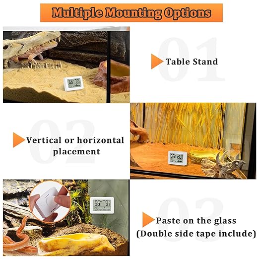 Reptile Tank Accessories Bearded Dragon Tank Thermometer Humidity Gauge for Leopard Gecko, Jumping Spider, Snake, Gecko, Ball Python, Lizard(2 Pack)