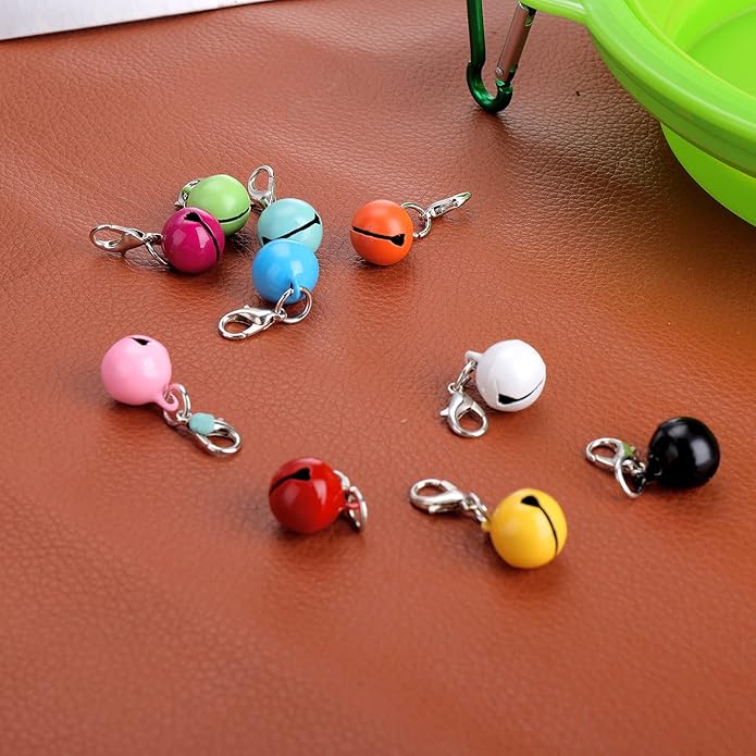 10 Pcs Cat Dog Collar Bells, Jingle Bell for Cat Collar, Dog Collar Charms, Colourful Pet Small Bells with Clasps, Pet Assorted Colors Collar Bells, Festival Party DIY Bell Crafts Decoration