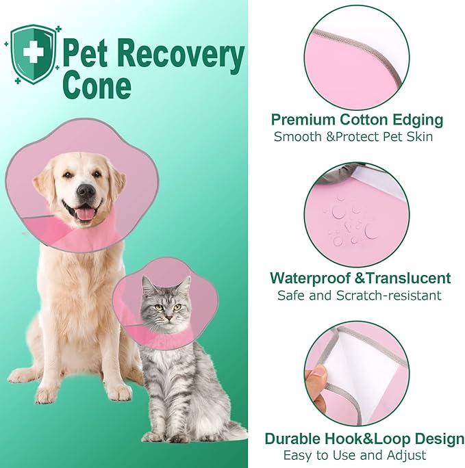 Supet Dog Cone Adjustable Pet Recovery Collar for Large Medium Dogs After Surgery Dog Protective Cone Collar