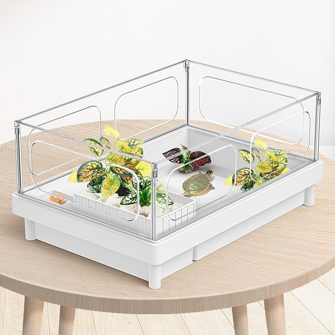 Reptile Artificial Plants, Terrarium Plants Decorations Supplies, Aquarium Fish Tank Plant, Amphibian Habitat Hideout Tank Accessories(M Set-4pcs/C)