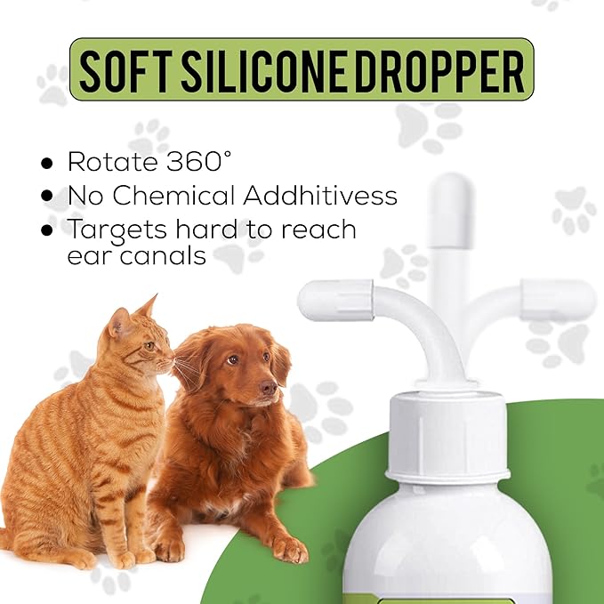 Dog and Cat Ear Cleaner Solution – Ear Drops - - Advanced Veterinary Formula. Remove Wax and Build up and Relieve Itchiness - Alcohol-Free