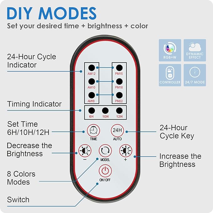 Aquarium Light, 14W 24/7 Natural Mode - Sunrise/Daylight/Moonlight Mode and Custom Mode with Expandable Bracket, Adjustable Timer and 7 Color Brightness for 12~18IN Fish Tank