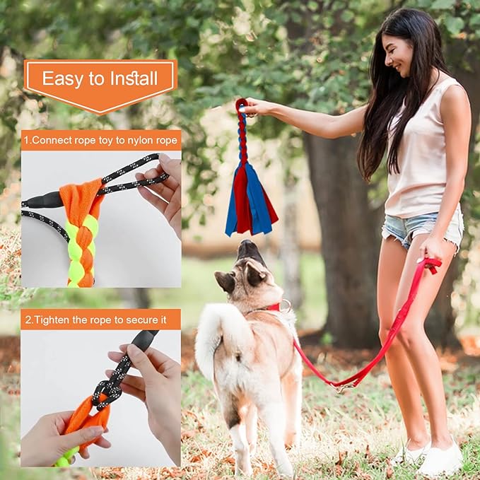 Flirt Pole for Dogs, Interactive Dog Toys Teaser Wand Play Pole with Fleece Rope Lure Chewing Toy for Small Medium Large Dogs Puppy Outdoor Exercise & Training …