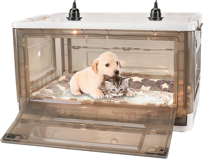 Puppy Incubator - Puppy Incubator with Heating,Incubator for Newborn Puppies and Kittens,Kitten Incubator,Incubator for Puppies with Puppy Bed Mat 85L