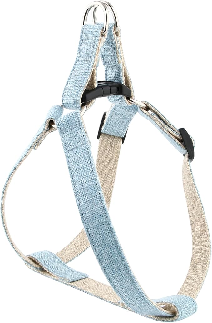 Cat Harness for Walking Escape Proof Linen Fabric Adjustable Pet Vest Harness Comfortable Soft Lightweight Harness for Cats and Dogs Blue M