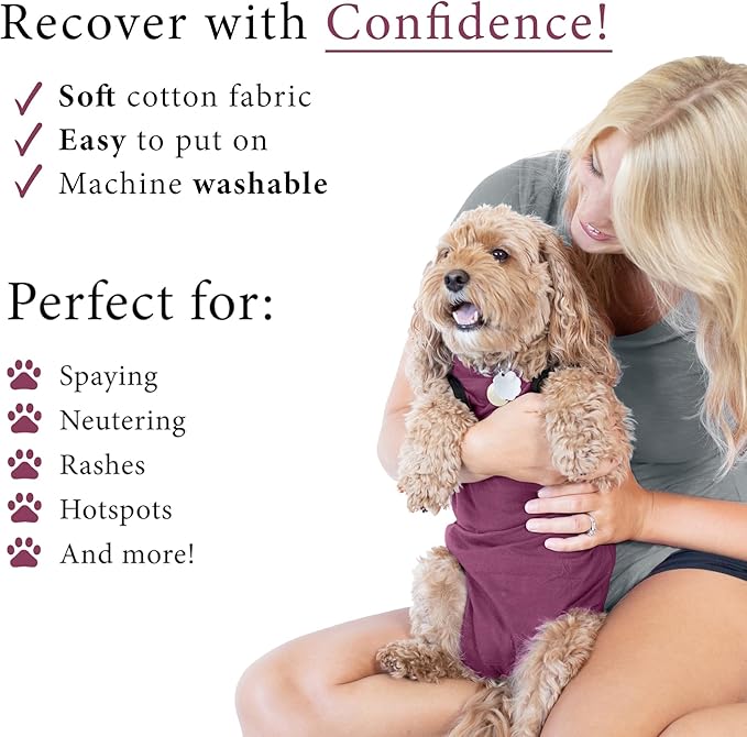 BellyGuard Recovery Suit for Dogs, After Surgery Dog Recovery Suit Female and Male, Soft Cotton Dog Surgery Suit Female Spay, Dog Surgical Recovery Suit Male Neuter, Comfy Surgical Onesie for Dogs.