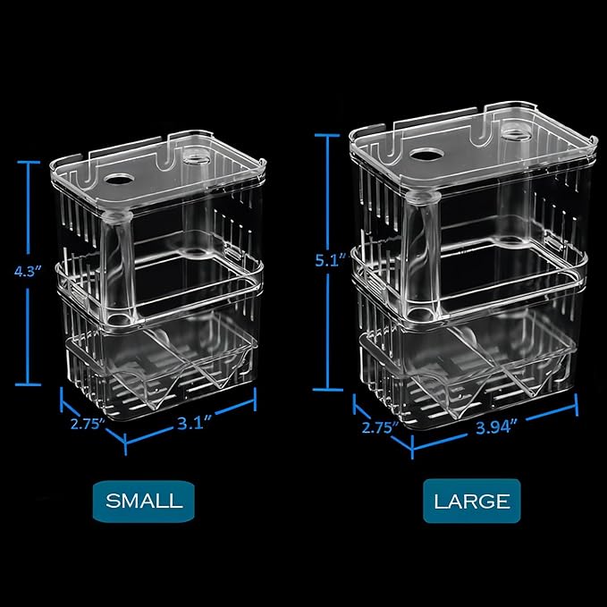 in-Tank Aquarium Breeder Box for Fish Tank, Breeding Incubator for Small Fish Hatchery, Acrylic Divider for Shrimp Clownfish Aggressive Fish Injured Fish (Small)