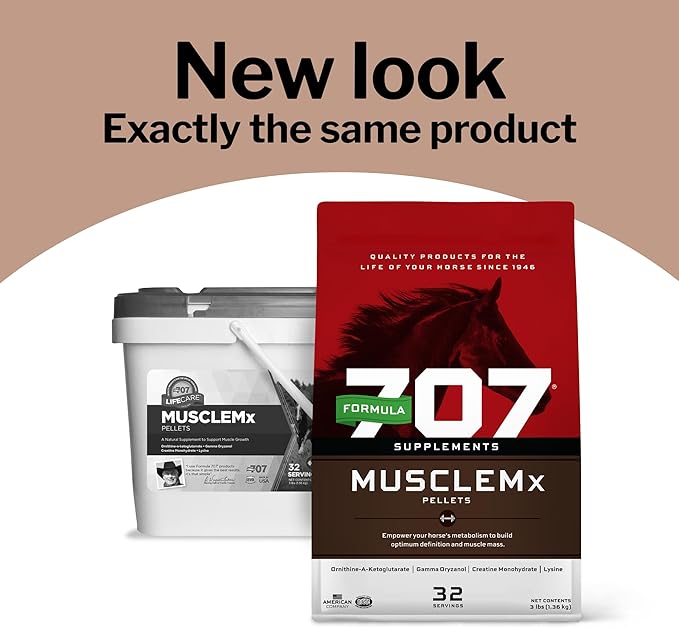 Formula 707 MuscleMx Equine Supplement, 25lb Refill Bag – Conditioning Support and Muscle Builder for Horses with Lysine, Gamma Oryzanol, Creatine & OKG