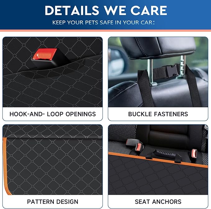 Dog Car Seat Cover Dog Seat Cover for Back Seat Scratch Prevention Dog Hammock Protects Against Dirt Dog Seat Covers for Cars Fits for Small SUVs and Trucks 54"x 58", Orange