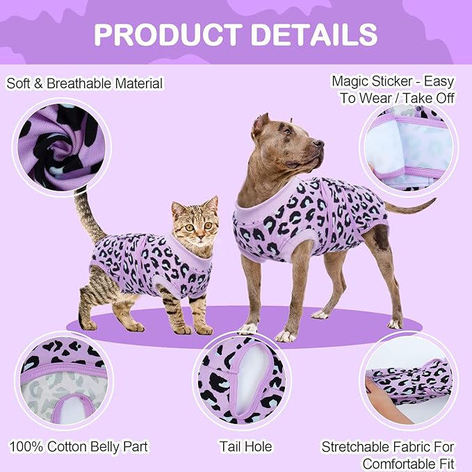 Kuoser Dog Surgery Recovery Suit, Professional Spay & Neuter Surgical Onesie for Dogs, Soft Breathable Abdominal Dog Bodysuit Dog Cone Alternative Anti Licking Wounds Dog Surgery Suits, S