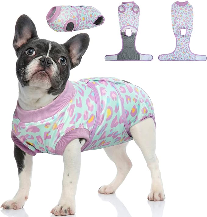 Kuoser Dog Surgery Recovery Suit, Professional Spay & Neuter Surgical Onesie for Dogs, Soft Breathable Abdominal Dog Bodysuit Dog Cone Alternative Anti Licking Wounds Dog Surgery Suits, S