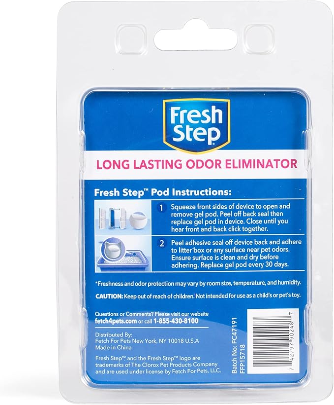 Fresh Step Litter Box Deodorizing Gel Pod | Cat Litter Box Deodorizer | Combats Cat Odors and Neutralizes Smells to Keep Your Home Clean | 1 Adhesive Device + 2 Gel Refills