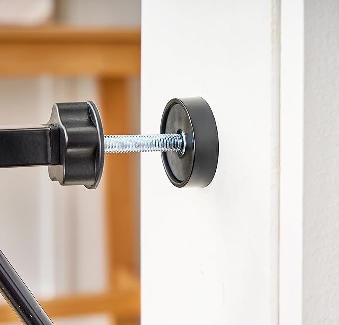 Regalo Easy Step 38.5-Inch Extra Wide Walk Thru Baby Gate, Award Winning Brand, Includes 6-Inch Extension Kit, 4 Pack Pressure Mount Kit, Black, 4 Pack Wall Cups and Mounting Kit