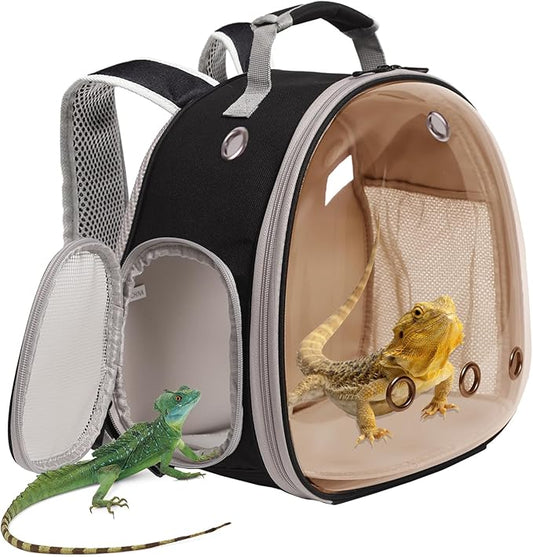 Guinea Pig Backpack Carrier, Bearded Dragon Carrier Backpack with Clear Bubble Window,Small Animal Travel Backpack for Hedgehog Rat Parrot,Rabbit,Sugar Glider,Airline Approved