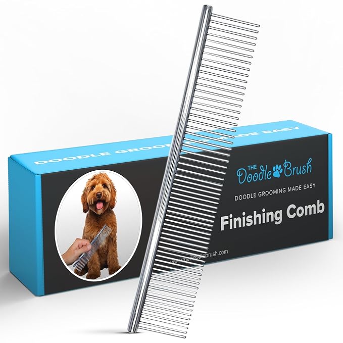 Doodle Comb For Grooming, Metal Dog Comb for Goldendoodle - Metal Comb For Dogs Doodles - Dog Comb for Goldendoodles, Poodle Comb, Finishing Comb - Grooming Comb For Doodles