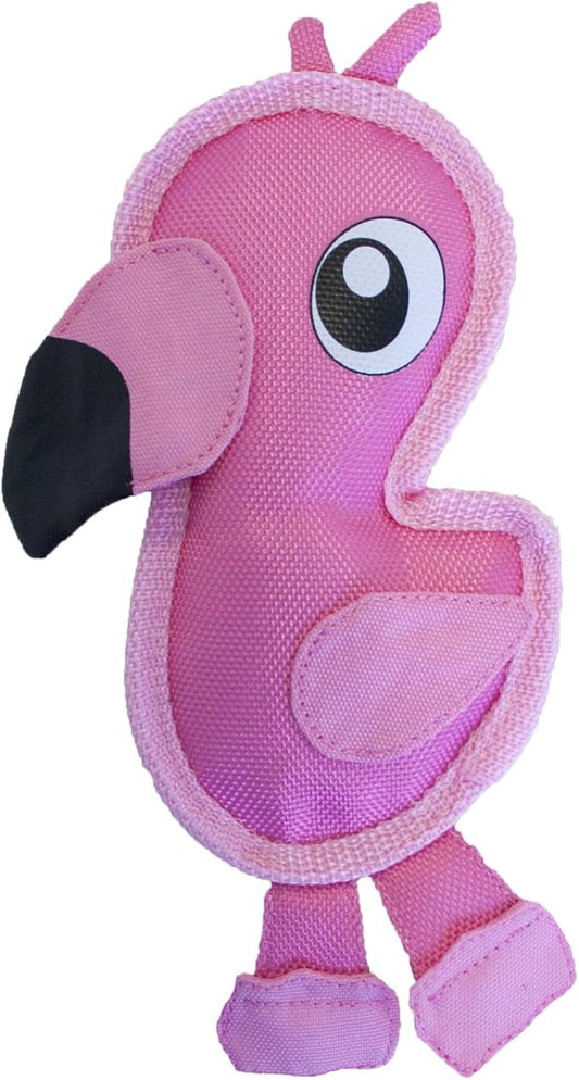 Outward Hound Fire Biterz Flamingo Plush Firehouse Material Interactive Dog Toy, Small