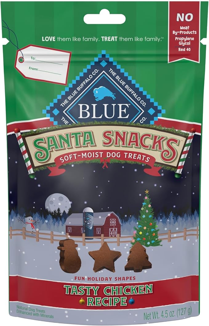 Blue Buffalo Santa Snacks Natural Soft Dog Treats, Chicken 4.5-oz