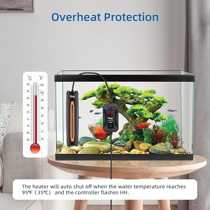 hygger 300W Aquarium Heater, Quartz Fish Tank Heater with LED Digital Display Thermostat Controller for 40-80 Gallon Freshwater Saltwater Tank