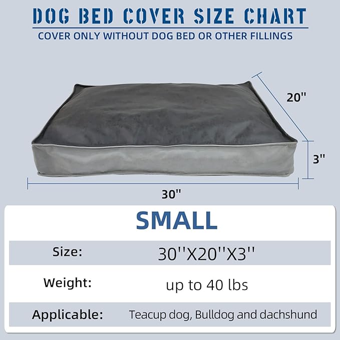 Dog Bed Cover, Comfortable and Quiet Dog Bed Covers for Pet Mat Bed,Washable Replacement Cover, Faux Leather Pet Nest, 30" L x 20" W x 3" H, Cover Only