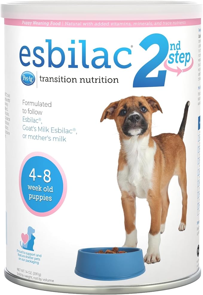 Pet-Ag Esbilac 2nd Step Puppy Weaning Food - 14 oz - Powdered Puppy Weaning Formula with DHA, Natural Milk Protein, Vitamins & Minerals for Puppies 4-8 Weeks Old - Easy to Digest