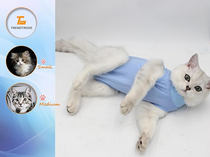 2PCS Cat Cone Collar and Cat Recovery Suit, Anti-Bite, Stop Licking Wounds, Adjustable Soft Elizabethan Cone, Cat Onesie for Female Cat After Surgery