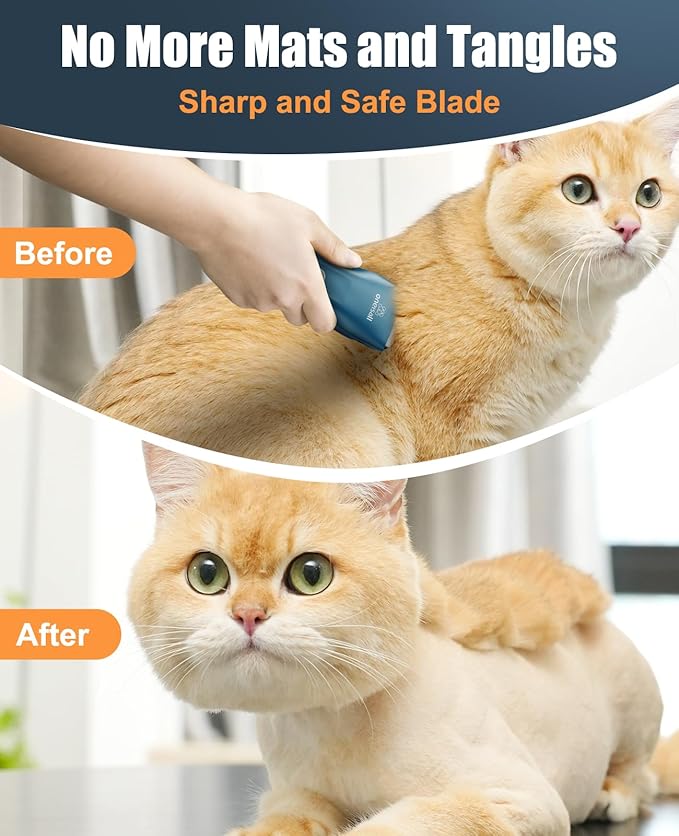 oneisall Pet Clipper for Cat Matted Hair, Pet Shaver for Cats Quiet Pet Hair Clippers Cordless Cat Clippers for Matted Hair Cat Clippers for Long Hair