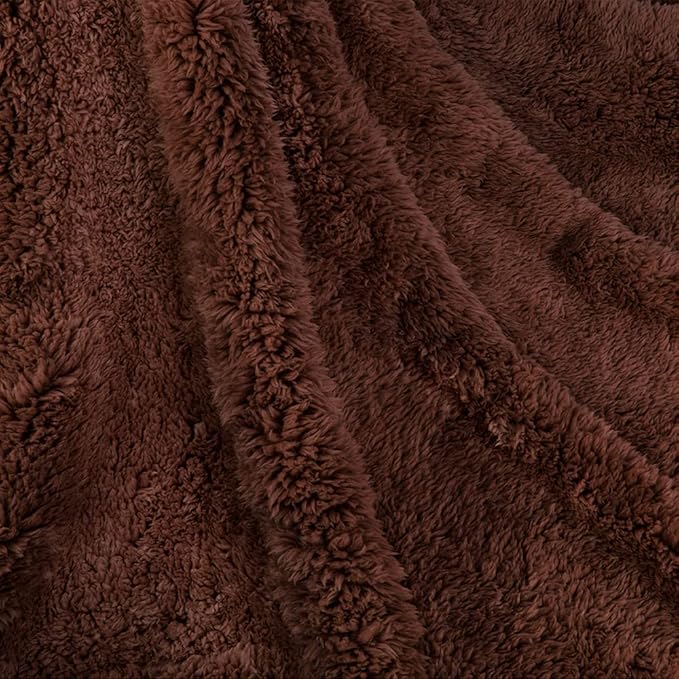 PetAmi Fluffy Waterproof Dog Blanket for Bed Large Dogs, Soft Warm Pet Sherpa Throw Pee Proof Couch Cover, Reversible Cat Blanket Sofa Crate Kennel Protector, Washable Mat Queen (Brown, 90x90)