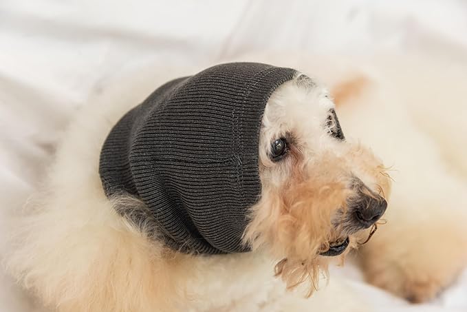 Dog Noise Cancelling Ear Muffs No Flap Dog Ear Protectors for Dogs Hoodie Wrap Quiet Headphones for dogs Grey M