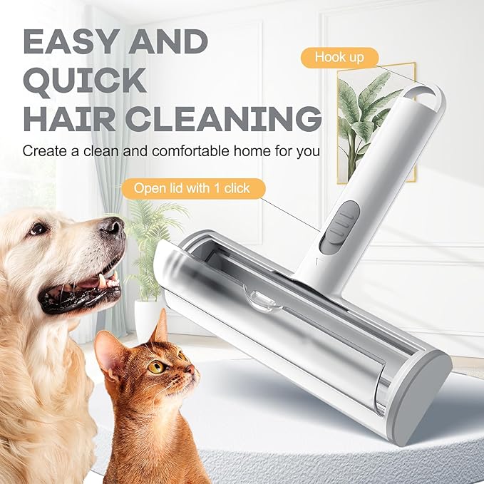 Roller Pet Hair Remover and Reusable Lint Roller，Portable Cat and Dog Lint Roller for Sofas, Carpets, Furniture, Car Cushions and Bedding, Upgraded Travelable and Washable Pet Hair Removal Tool