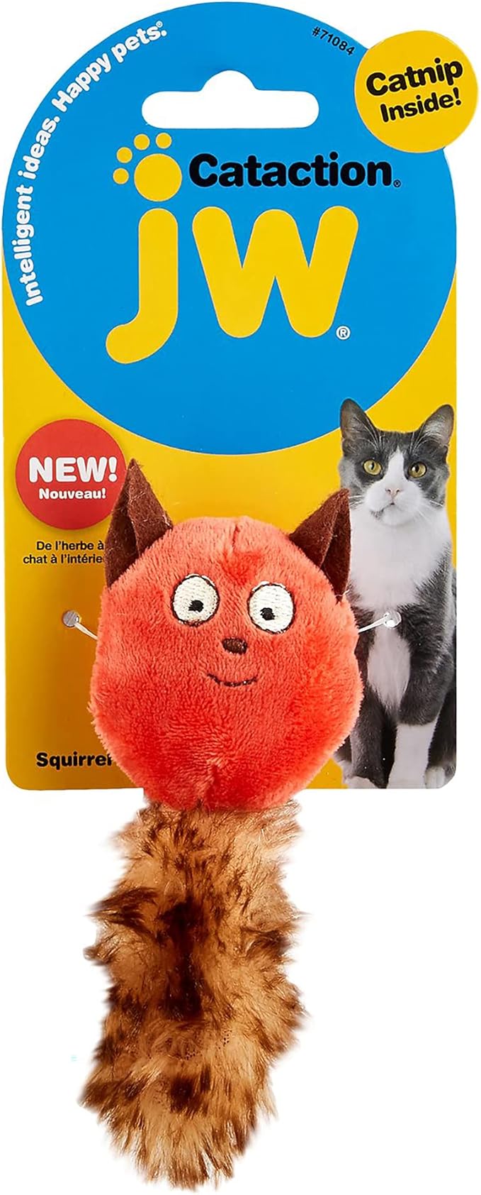 JW Cataction Catnip Squirrel Toy, Multicolor